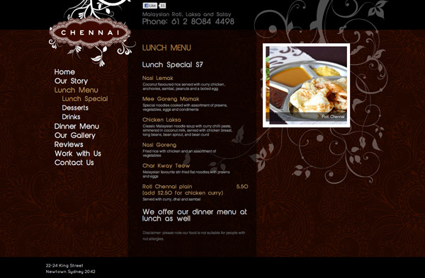 Chennai Malaysian Restaurant by Fab Web Design