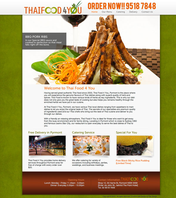 Thai Food 4 You Restaurant by Fab Web Design